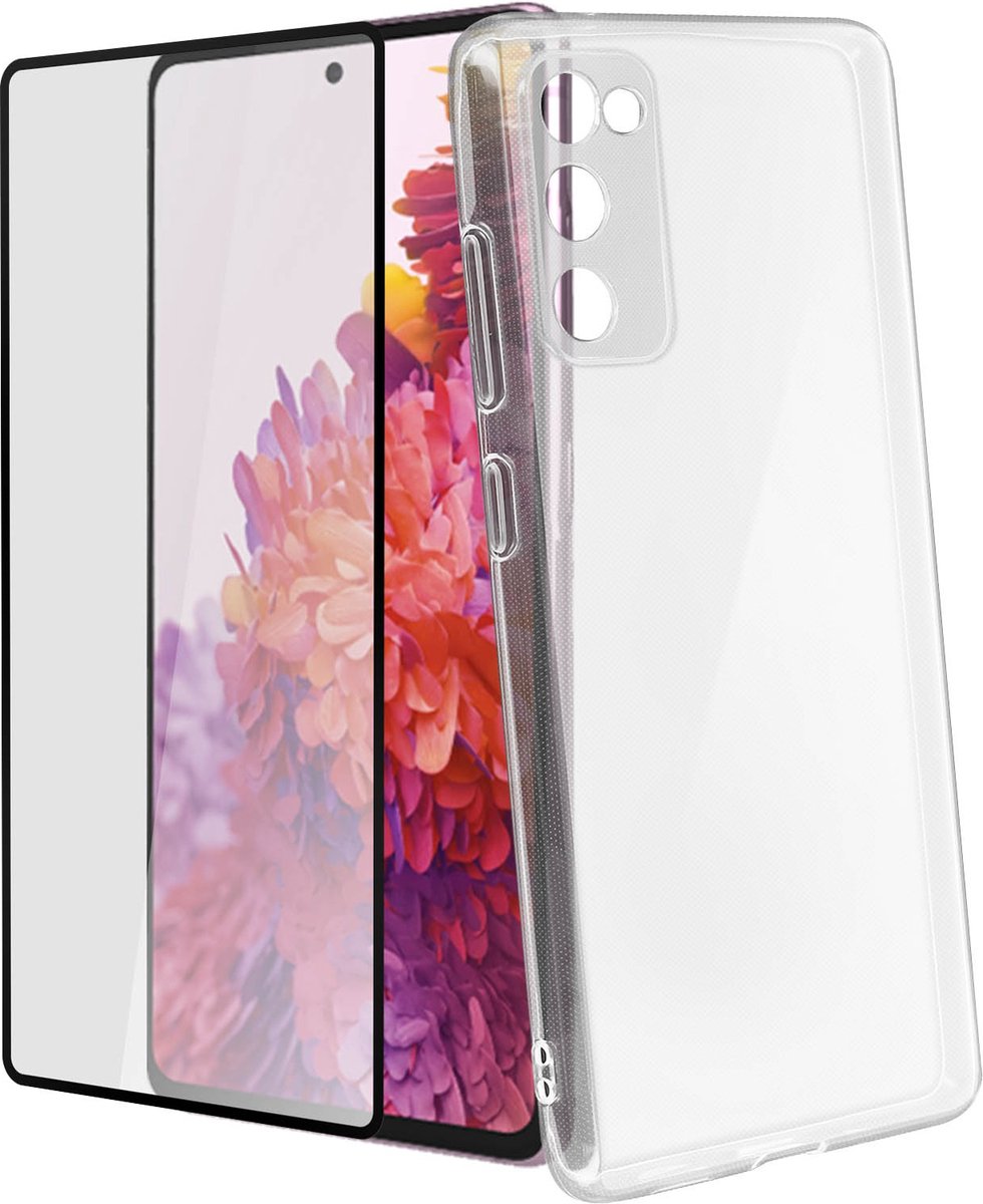 Geschikt voor Samsung Galaxy S20 FE-hoesje soepel siliconen gehard glas 9H zwart