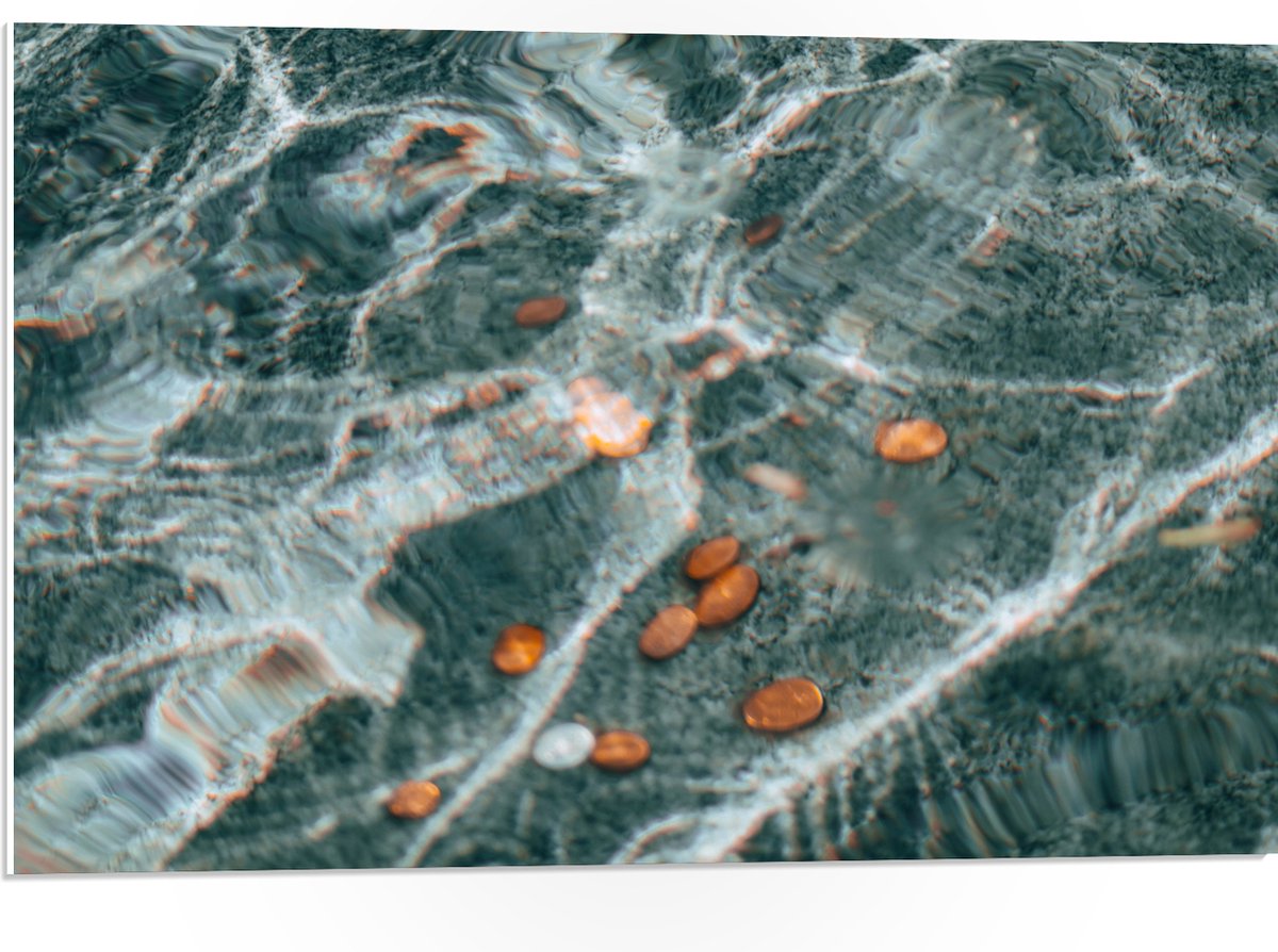 PVC Schuimplaat - Kleingeld op Bodem van Fontein - 75x50 cm Foto op PVC Schuimplaat (Met O