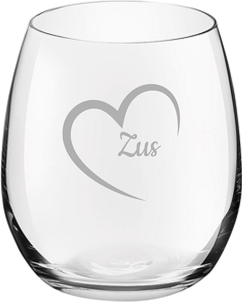 Gegraveerde Drinkglas 39cl Zus met hartje