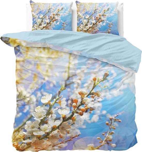 Fusion - Blauw geruit fleece dekbedovertrek - Eenpersoons beddengoed (140 x 200 cm) - omkeerbaar ontwerp - lichtblauw tartan beddengoed - blauw flanel beddengoed met teddybeer fleece dekbed - witte