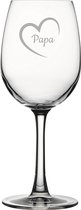 Gegraveerde witte wijnglas 36cl Papa met hartje