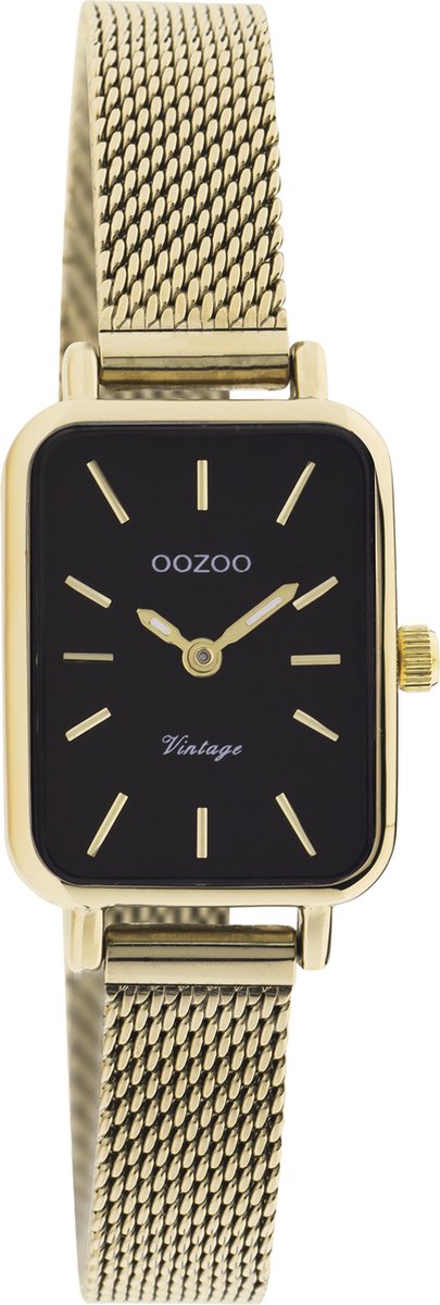 OOZOO Vintage Classics - Gouden OOZOO horloge met gouden metalen mesh armband - C10974