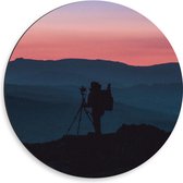 Dibond Muurcirkel - Fotograaf Kleurrijke Zonsondergang - 50x50 cm Foto op Aluminium Muurcirkel (met ophangsysteem)