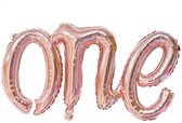 Cakesmash eerste verjaardag Folie ballon One rosé goud 66 x 37 cm - 1 - ballon - one - rosé goud - cakesmash