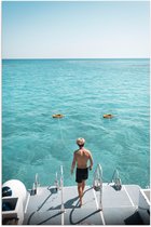 Poster (Mat) - Duiken in Helder Blauw Water - 40x60 cm Foto op Posterpapier met een Matte look
