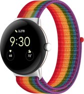 Bandje Voor Google Pixel Watch Nylon Sport Loop Band - Regenboog (Veelkleurig) - One Size - Horlogebandje, Armband