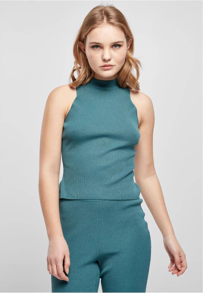 Urban Classics Mouwloze top -5XL- Short Rib Knit Turtleneck Groen