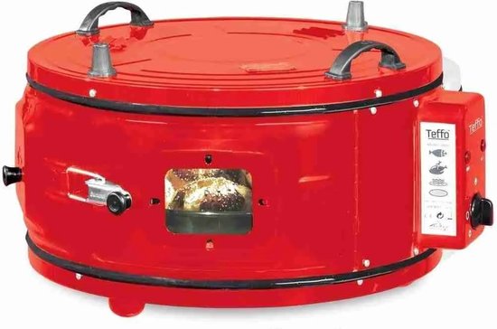 XL Teffo ronde elektrische oven - dubbel - vrijstaand - thermostaat - 35 liter - rood