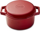 The Tasman Dutch Oven and Grill - Marmite - Fonte Recyclée - avec Couvercle Grill - Ø29 cm - Rouge