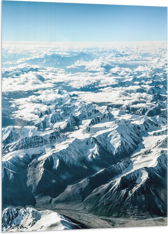 Vlag - Berglandschap met Sneeuw vanaf Boven - 70x105 cm Foto op Polyester Vlag