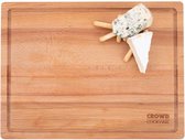 Crowd Cookware - Planche à découper en bois de hêtre étuvé - avec poignées pratiques - bord intégré - 40 x 30 x 2 cm
