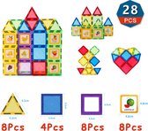 Bouwstenen - Magnetic Tiles - Magnetische Bouwblokken - Magnetic Toys - Vanaf 3 jaar - 28 stuks