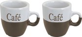 Excellent Houseware Ensemble de tasses à café 2x pièces - marron clair - céramique - 150 ml