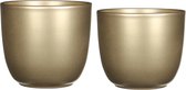 Mica - Plantenpot/bloempot - 4x stuks - keramiek - goud - D14.5/17 cm