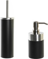 Items Toiletborstel houder 38 cm en zeeppompje 300 ml zwart/zilver