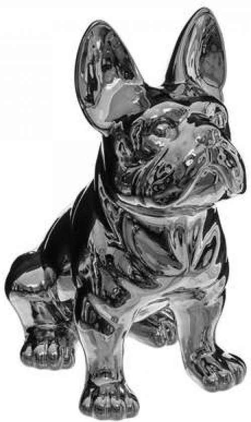 Atmosphera Bulldog beeld - Zilver - Decoratie - Sierbeeld - H22 cm