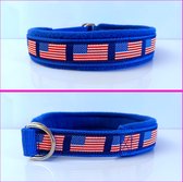 Sliphalsband blauw Amerikaanse vlag halfcheck halsband