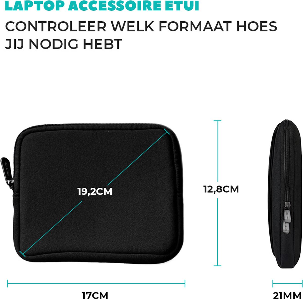 Coverzs 10 inch laptop accessoire etui geschikt voor muis, pennen, oplader en meer (zwart) - premium neopreen hoes met zachte binnenkant - waterbestendig en schokabsorberend - 10 inch — afbeelding 6