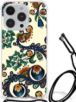 Telefoontas iPhone 14 Pro Max Shockproof Case met doorzichtige rand Barok Flower