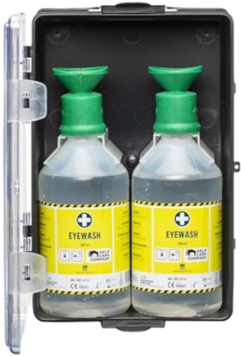 Goedkoopste EyeAid - EyeCare - oogspoelfles - oogverzorging - wandhouder - oogspoelstation - met 2 stuks oogspoelflessen - 500 ml