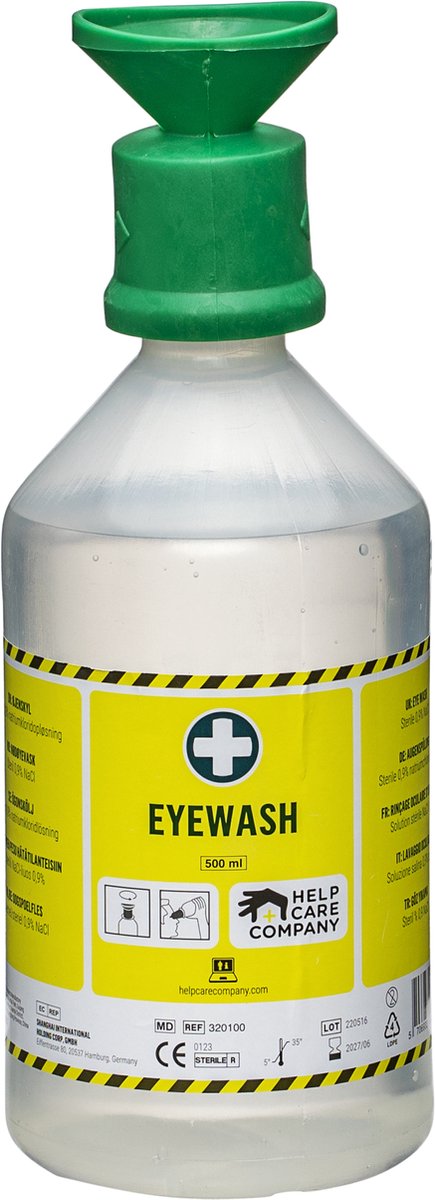 Goedkoopste EyeAid - Help Care Company - 1 stuks oogdouche - 500 ml - met stofkap - oogspoelfles - oogverzorging - EHBO - BHV