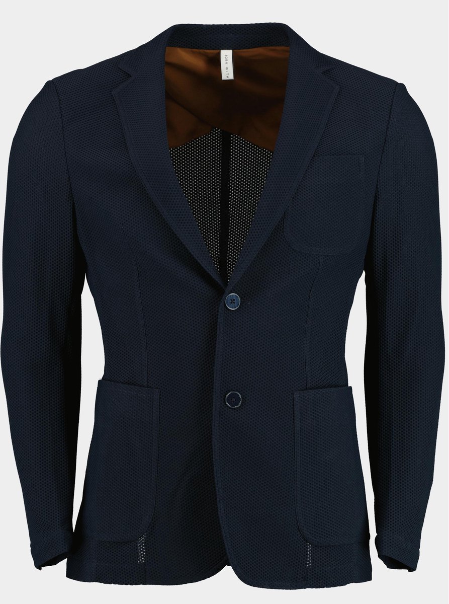 Born With Appetite colbert donkerblauw effen slim fit met borstzak