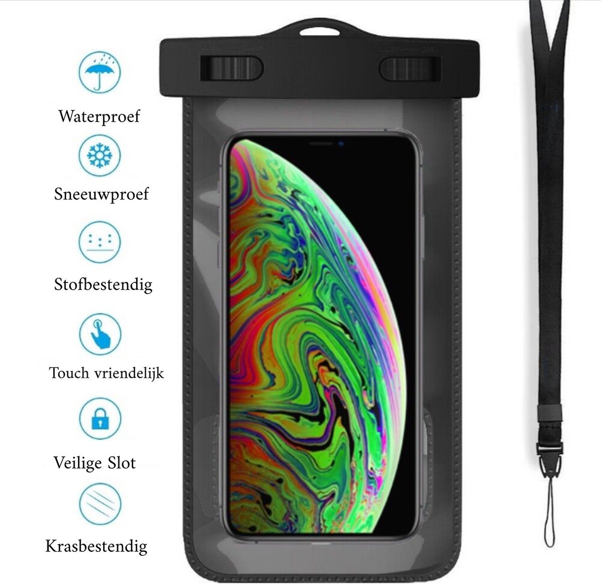 Waterdichte Telefoonhoesjes- Zwart 4 stuks- Alle telefoons beschikbaar- Telefoonzakje