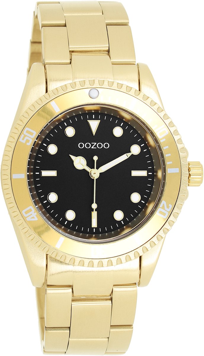 OOZOO Timepieces - Goudkleurige horloge met goudkleurige roestvrijstalen armband - C11148