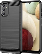 Mobigear Hoesje geschikt voor Samsung Galaxy A04s Telefoonhoesje Flexibel TPU | Mobigear Brushed Slim Backcover | Galaxy A04s Case | Back Cover - Zwart