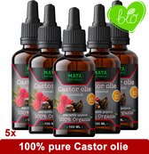 Natuurlijke Castor olie 5x 100ml | 100% Puur & Onbewerkt EU Bio keurmerk | Castor oil | castor olie wimpers & haar |