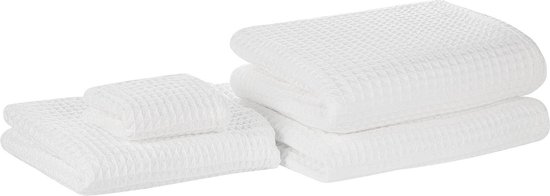Beliani ATAI - Handdoek set van 4 - Wit - Katoen