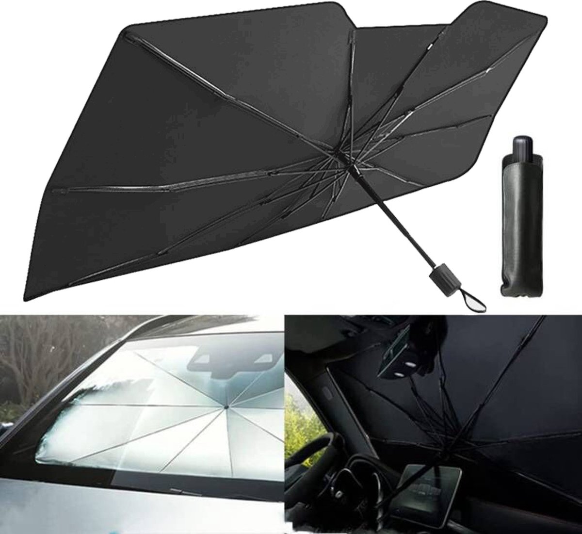 Parapluie pare-soleil pliable pour pare-brise de voiture - 125 x 76 cm 