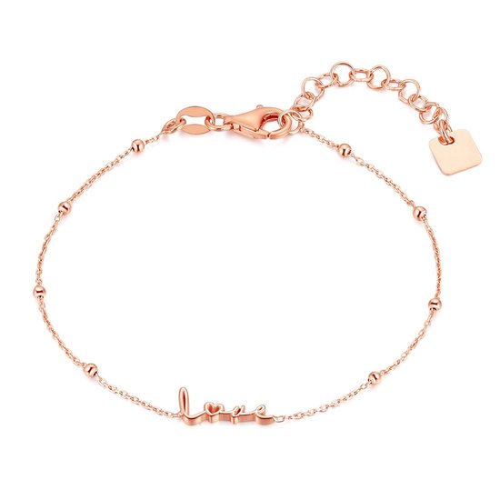 Twice As Nice Armband in rosé zilver, love 16 cm+3 cm