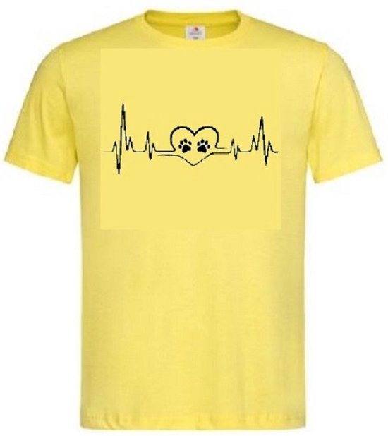 Grappig T-shirt - hartslag - heartbeat - dierenpootjes - pootjes - dierenliefde - dierenliefhebber - dieren - maat S