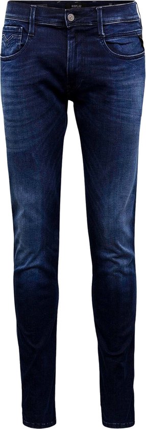 Jeans uomo Replay Anbass Power denim elasticizzato in indaco scuro UK