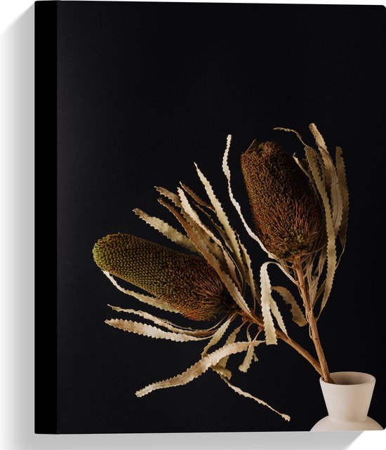Canvas - Duo van Banksia Menziesii Planten in Witte Vaas - 30x40 cm Foto op Canvas Schilderij (Wanddecoratie op Canvas)