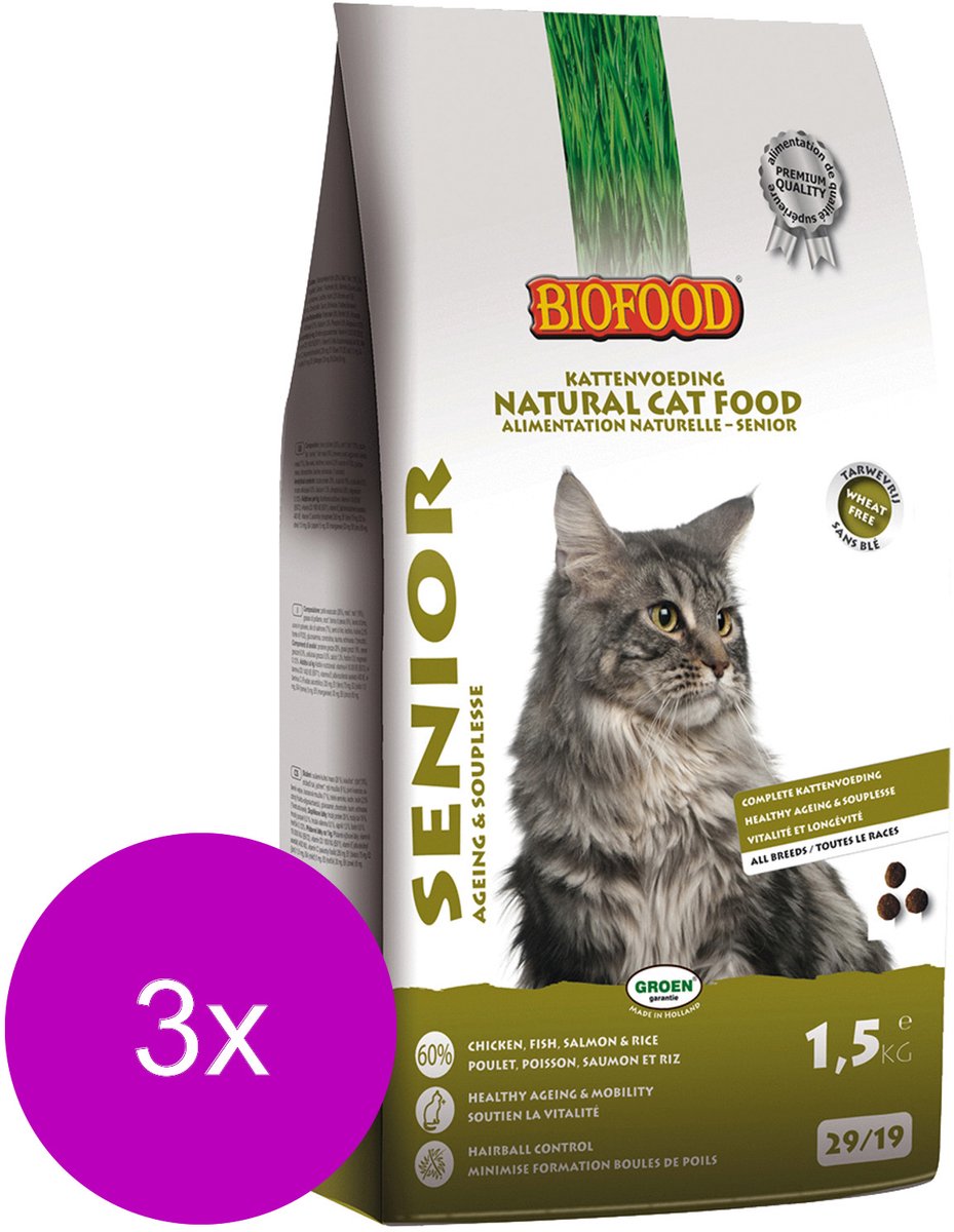 Biofood Bf Ncf Senior Ageing - Kattenvoer - 3 x Kip Vis Zalm 1.5 kg