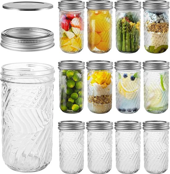 Mason Jar Deksel met gat, deksel voor drinkglazen, drankblikjes, sluiting, frisdrank, deksel, kunststof deksel, deksel met rietje, voor Mason glazen, jampotten, 4 kleuren