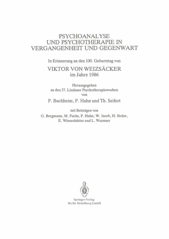 Psychoanalyse Und Psychotherapie in Der Vergangenheit Und Ge ... - cover