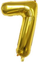 Cijferballon XL 7 - Goud - Feestversiering - 81 cm