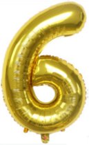 Ballon chiffre XL 6 - Goud - Décoration de fête - 81 cm