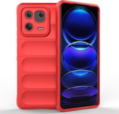 Mobigear Hoesje geschikt voor Xiaomi 13 Pro Telefoonhoesje Flexibel TPU | Mobigear Bumpy Backcover | 13 Pro Case | Back Cover - Rood