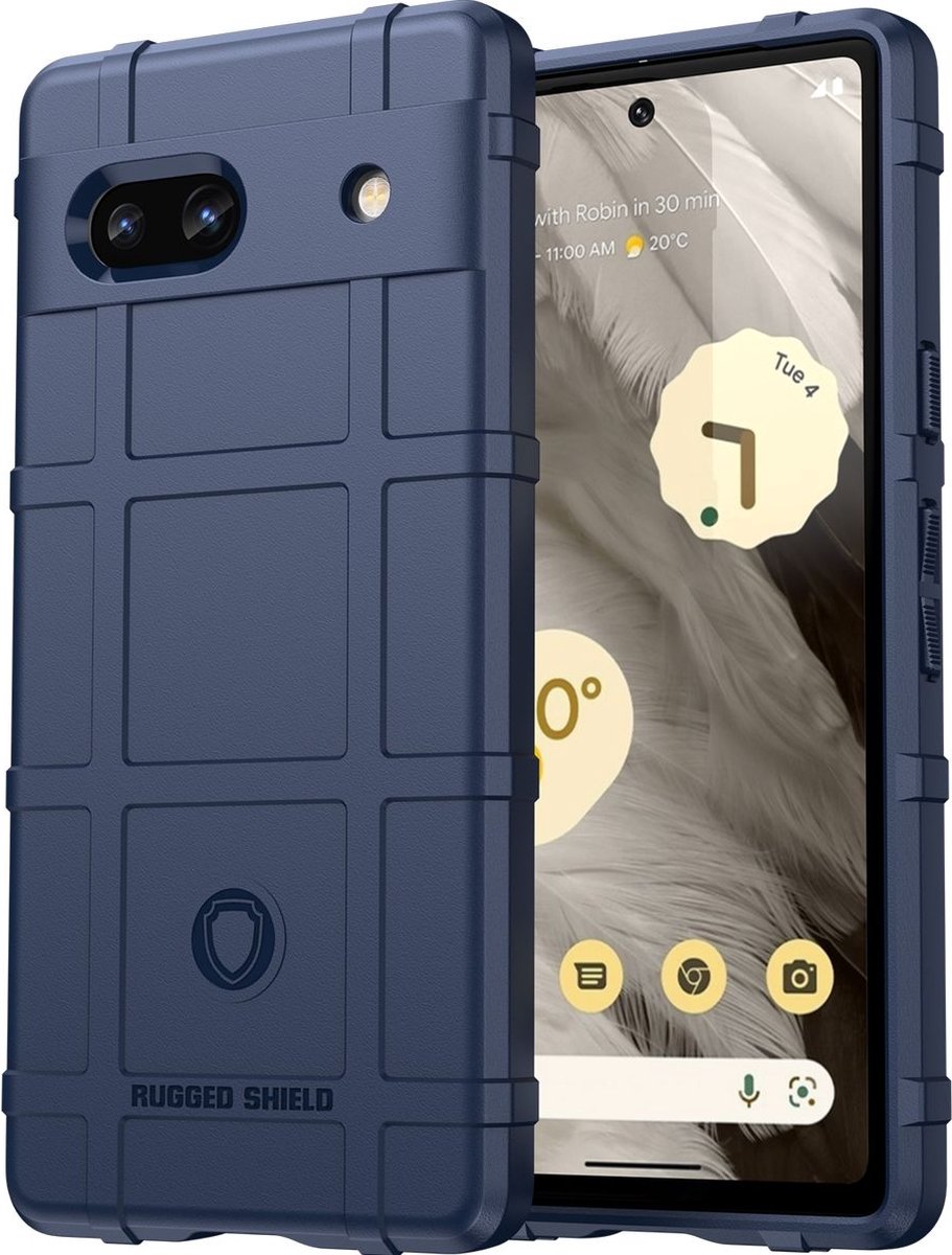 Mobigear Hoesje geschikt voor Google Pixel 7a Telefoonhoesje Flexibel TPU | Mobigear Rugged Shield Backcover Shockproof | Schokbestendig Pixel 7a Telefoonhoesje | Anti Shock Proof - Blauw