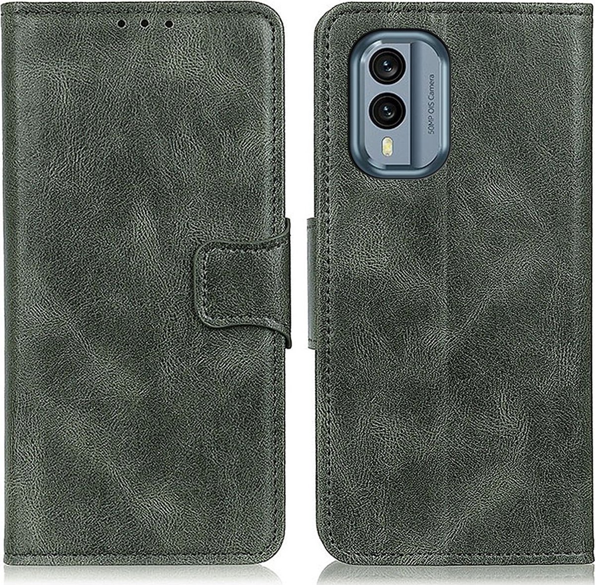 Mobigear Telefoonhoesje geschikt voor Nokia X30 Hoesje | Mobigear Classy Bookcase Portemonnee | Pasjeshouder voor 2 Pasjes | Telefoonhoesje voor Pinpas / OV Kaart / Rijbewijs - Groen