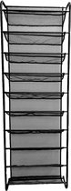 O'DADDY® Hangend Schoenenrek - Geschikt voor opdek en stompe deuren, beide kanten – Schoenenkast - Schoenen opbergsysteem - 20 x 51 x 182 cm - Zwart Metaal & Gaas