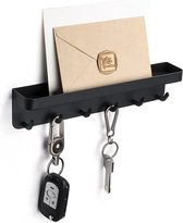 TOJ Porte-clés / Porte-clés / Plateau à clés avec 6 crochets - Auto-adhésif - Bande adhésive, vis et aimant inclus - Zwart mat