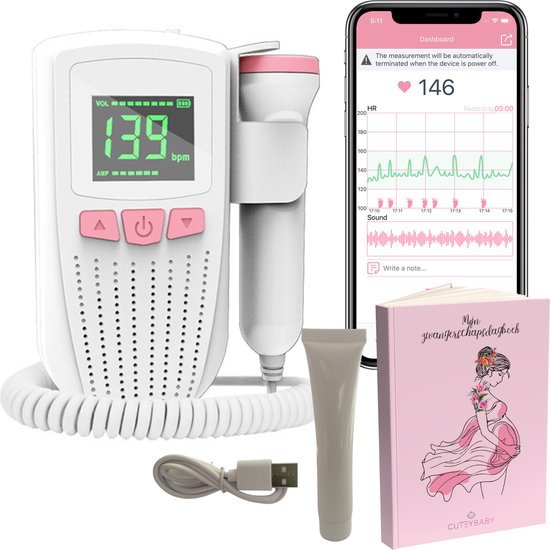 CuteyBaby® Premium Doppler Baby Met APP Functie Baby Doppler