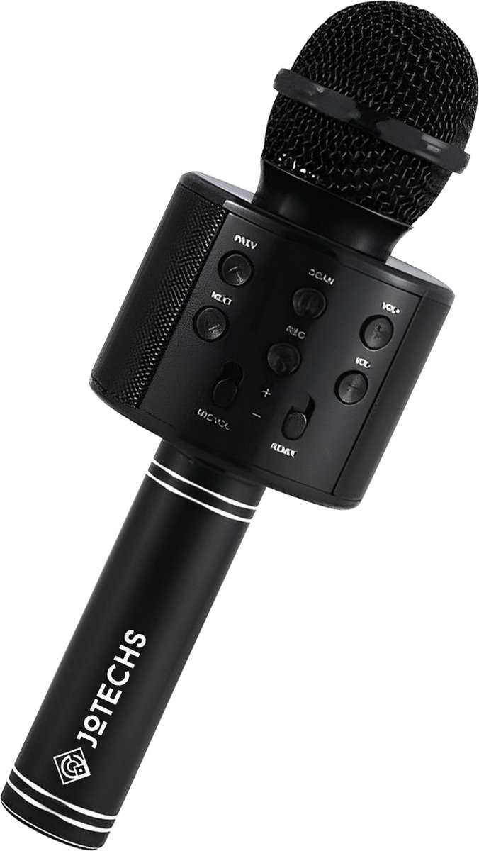 Jotechs Karaoke Microfoon Zwart - Draadloos - Superieur Geluidskwaliteit met Magische Stemmen Voor Een Gezellig Feest - Zwart - Nieuw Model 2023