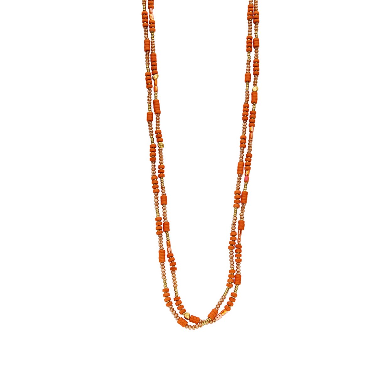 Les Cordes - Halsketting - Collier - PAN54 LANG - Oranje - Metaal - Sieraad Dames - Juwelen