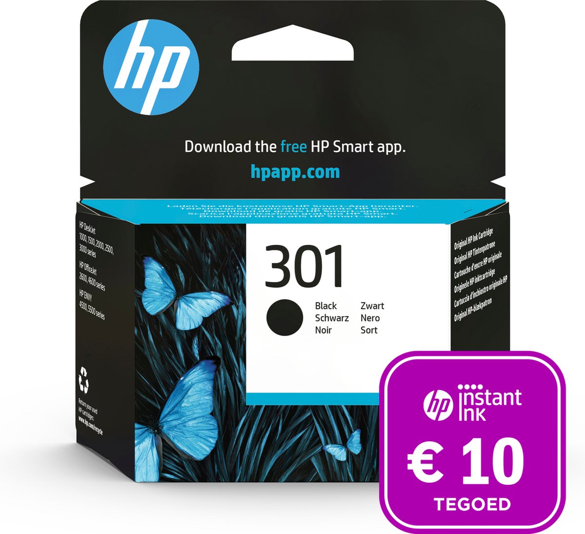 HP 301 - Inktcartridge zwart + Instant Ink tegoed